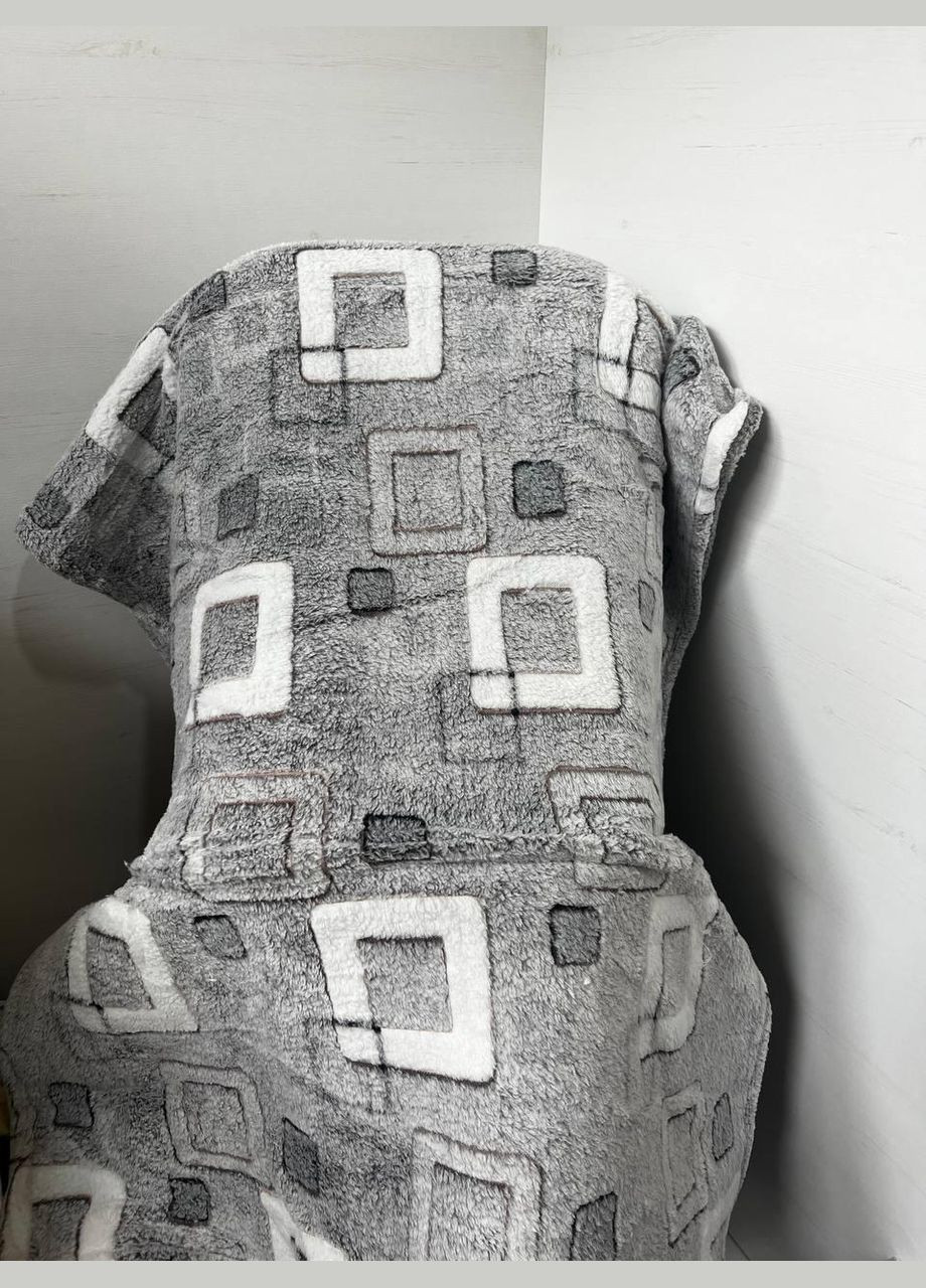 Плед мягкий пушистый с узором квадраты 150 см х 200 см Серый (П4К2110-04) No Brand (308754879)