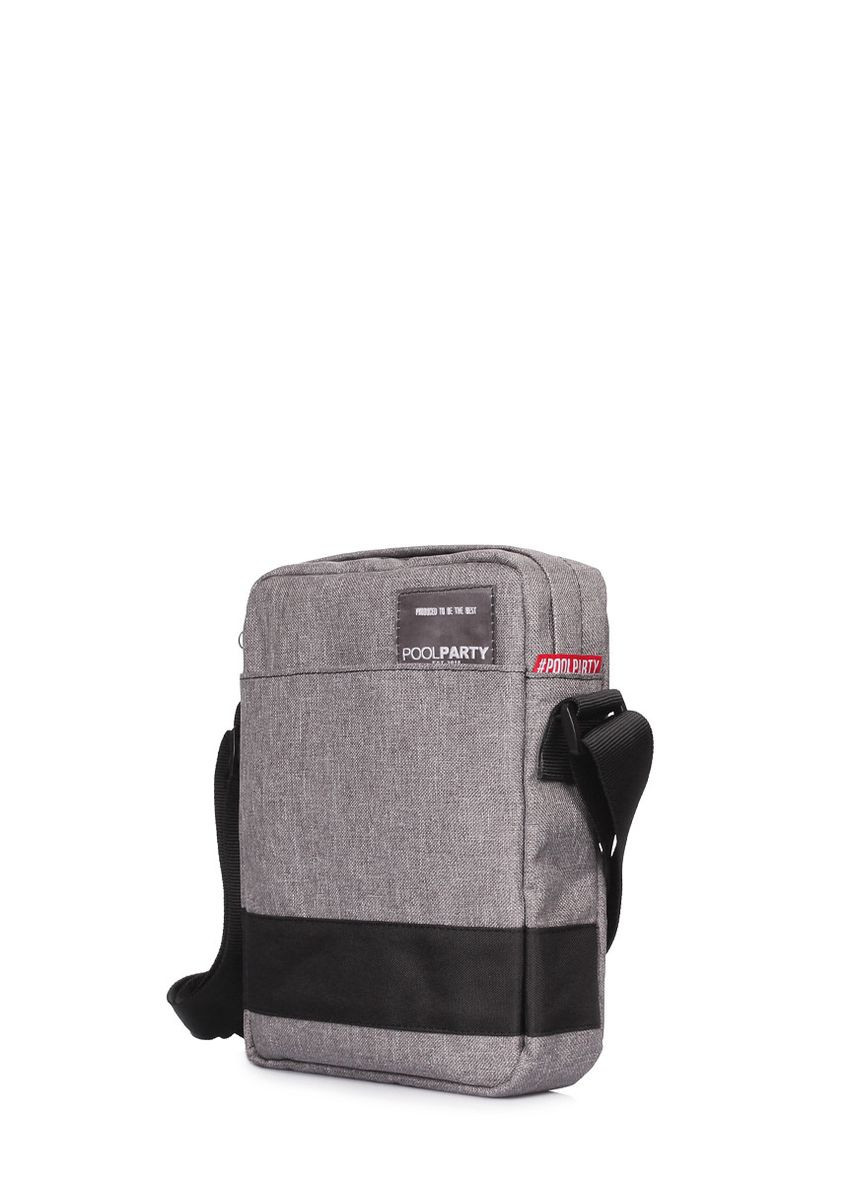 Мужская текстильная сумка с ремнем на плечо серая PoolParty (372657731)
