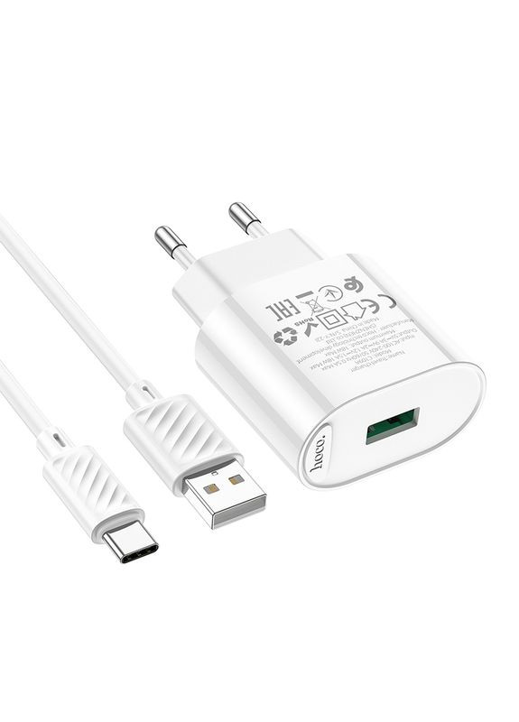 Сетевое Зарядное Устройство C109A Fighter QC3.0 Type-C Цвет Белый Hoco (337994085)
