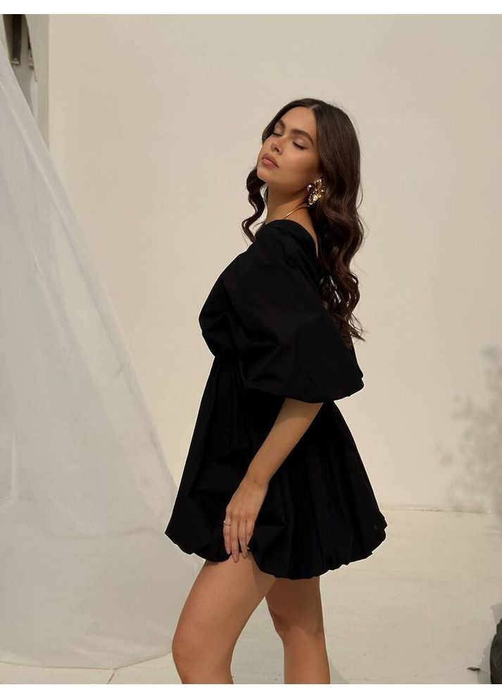 Чорна сукня маруся міні колір чорний milirud