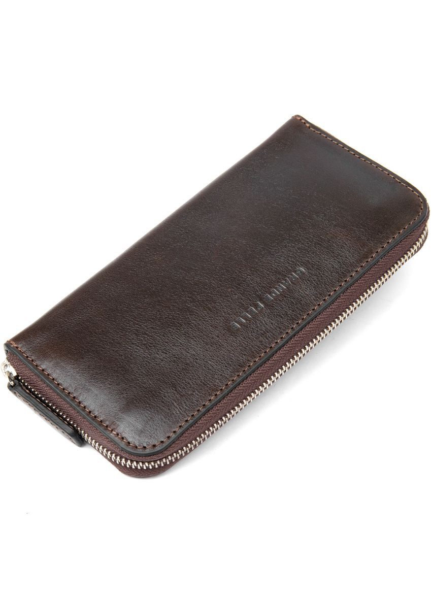 Женское кожаное портмоне на молнии с отделением для карт коричневое (sku_11466) No Brand (328218664)