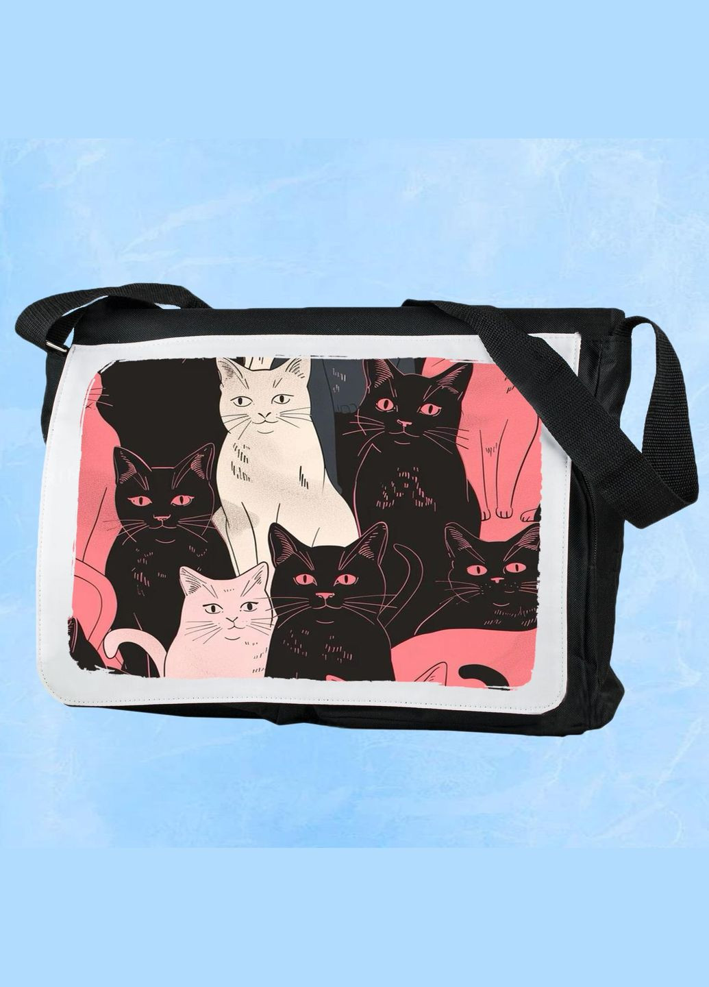 Мужская (женская) сумка через плечо для спортзала дорожная универсальная Cat #018 Черный No Brand (322119558)