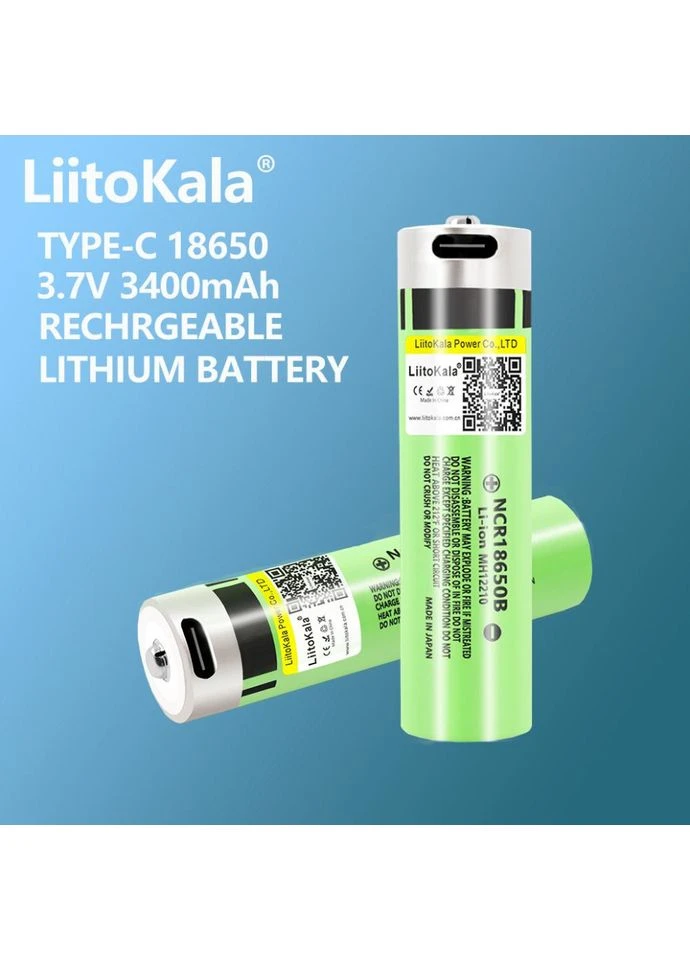 Аккумулятор Li-ion 18650 3400mAh с USB Type C LiitoKala (386710617)