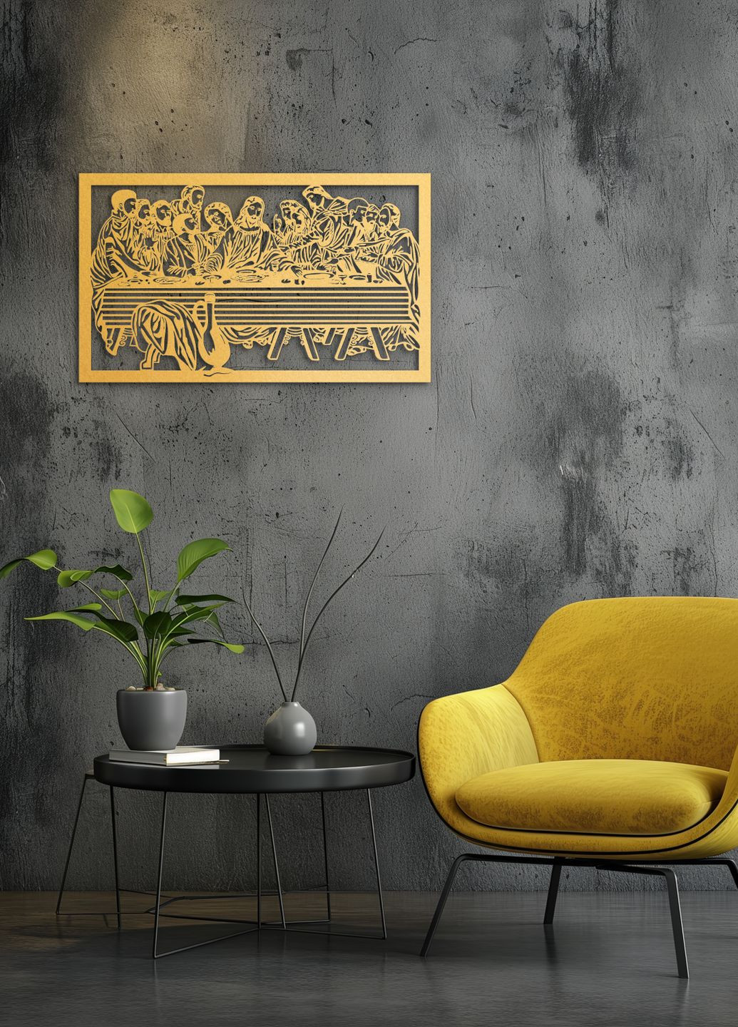 Декоративне панно з дерева, дерев'яна картина на стіну "Тайна вечеря", мінімалістичний стиль 30х18 см Woodyard (292013435)