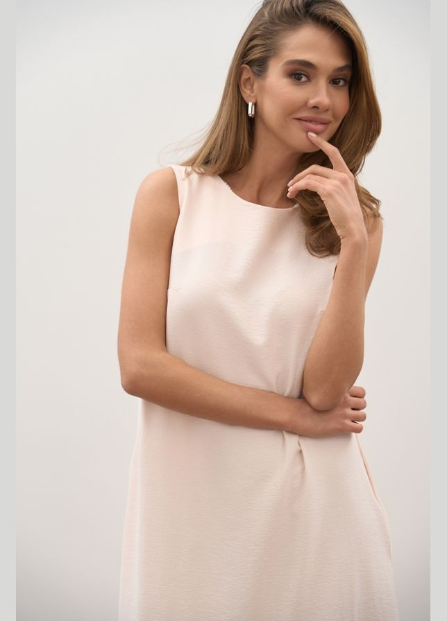 Пудровое повседневный женское романтическое платье макси с воланом (3051) Triko Bakh