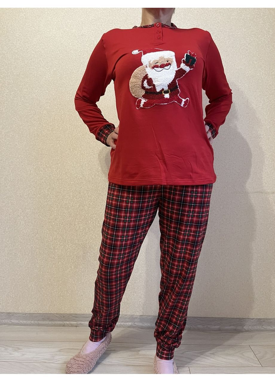 Червона зимня піжама жіноча утеплена сорочка + брюки Xuelixiang