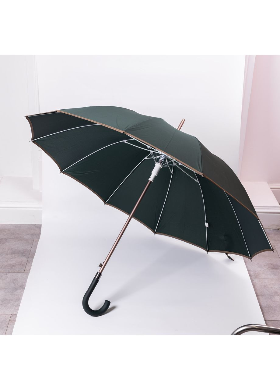 Зелёный классический зонт-трость с чехлом полуавтомат из полиэстера прочный надежный 12 спиц диаметр 120 см зеленый hp-23-16gr Yiwu (371391737)