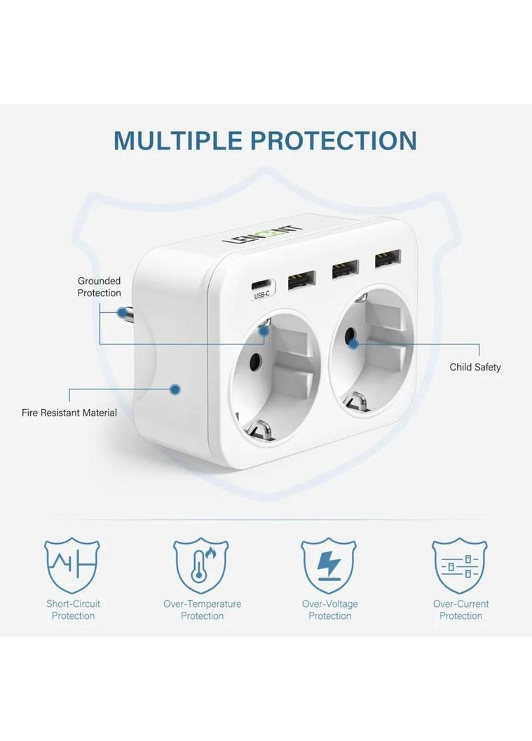Мережевий фільтр розгалужувач 2AC 3U1C Lencent (367954275)