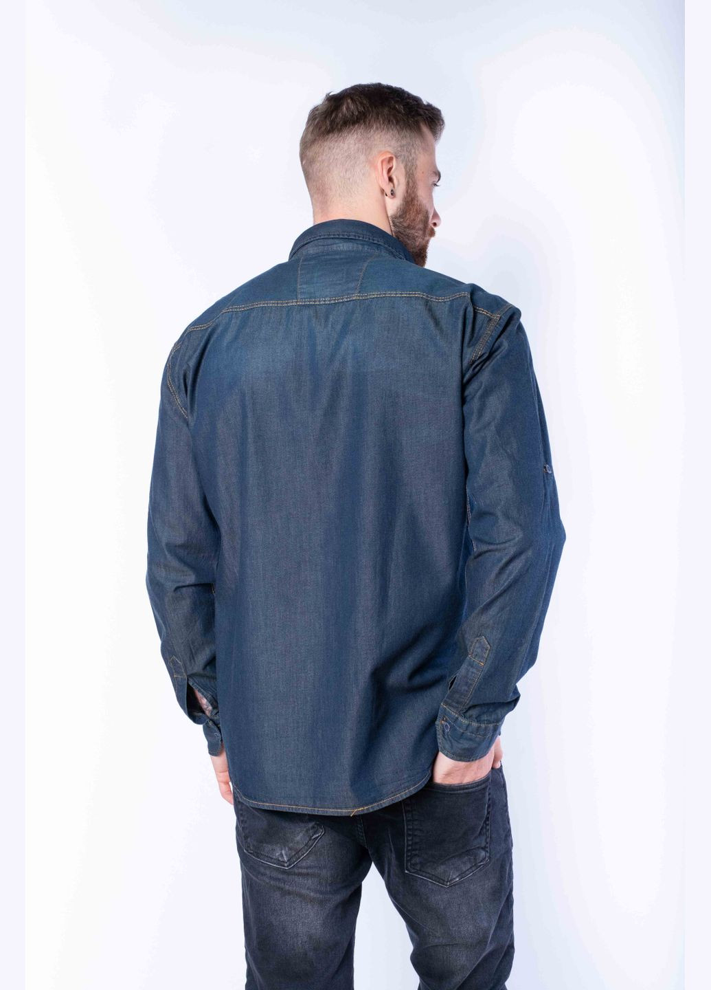 Сорочка джинсова з декоративними строчками (Синьо-зелений) Time of Style (325489484)