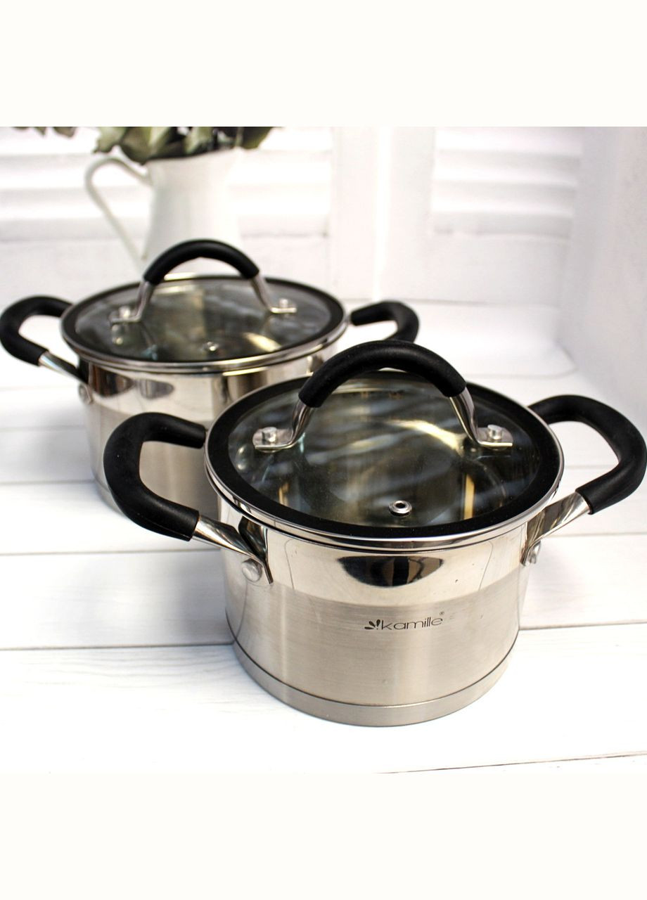 Набір каструль посуд з нержавіючої сталі для газу та індукції 4 предмети Kamille (303212044)