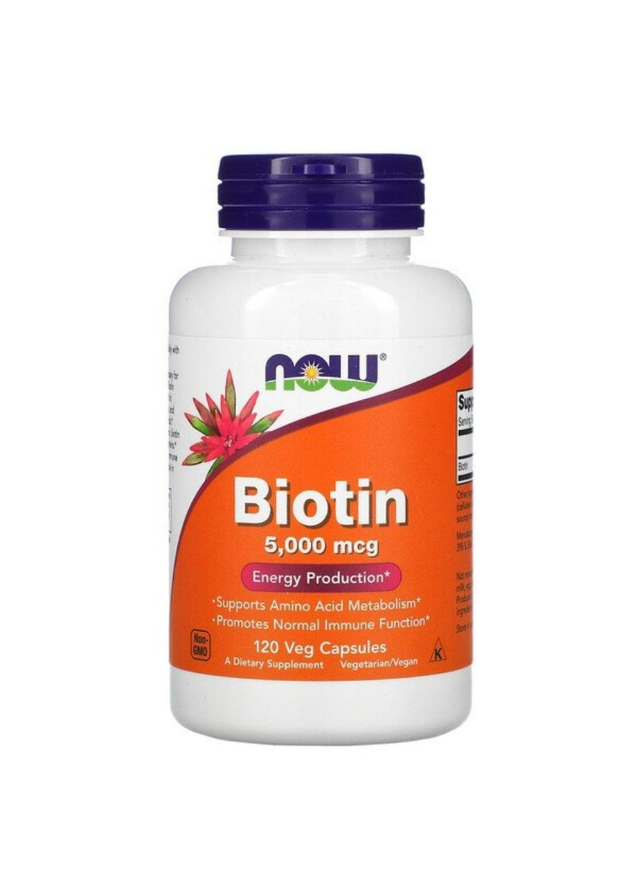 , биотин, 5000 мкг, 120 вегетарианских капсул Now Foods (315409055)