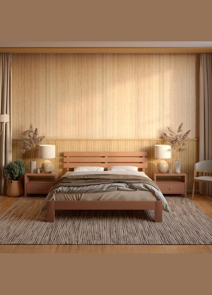 Двуспальная деревянная кровать Новара (RAL8025) 160х200 см (MBG-4121) Mebigrand (368280834)