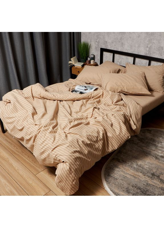 Комплект постільної білизни Бязь Gold Люкс Полуторний 143х210 наволочки 2х40х60 (MS-820009745) Moon&Star Sand Lines (356114365)