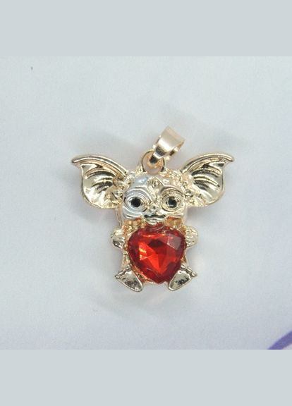 Кулон золотистий Гремлін із серцем червоний камінь фіаніт Fashion Jewelry (285110601)