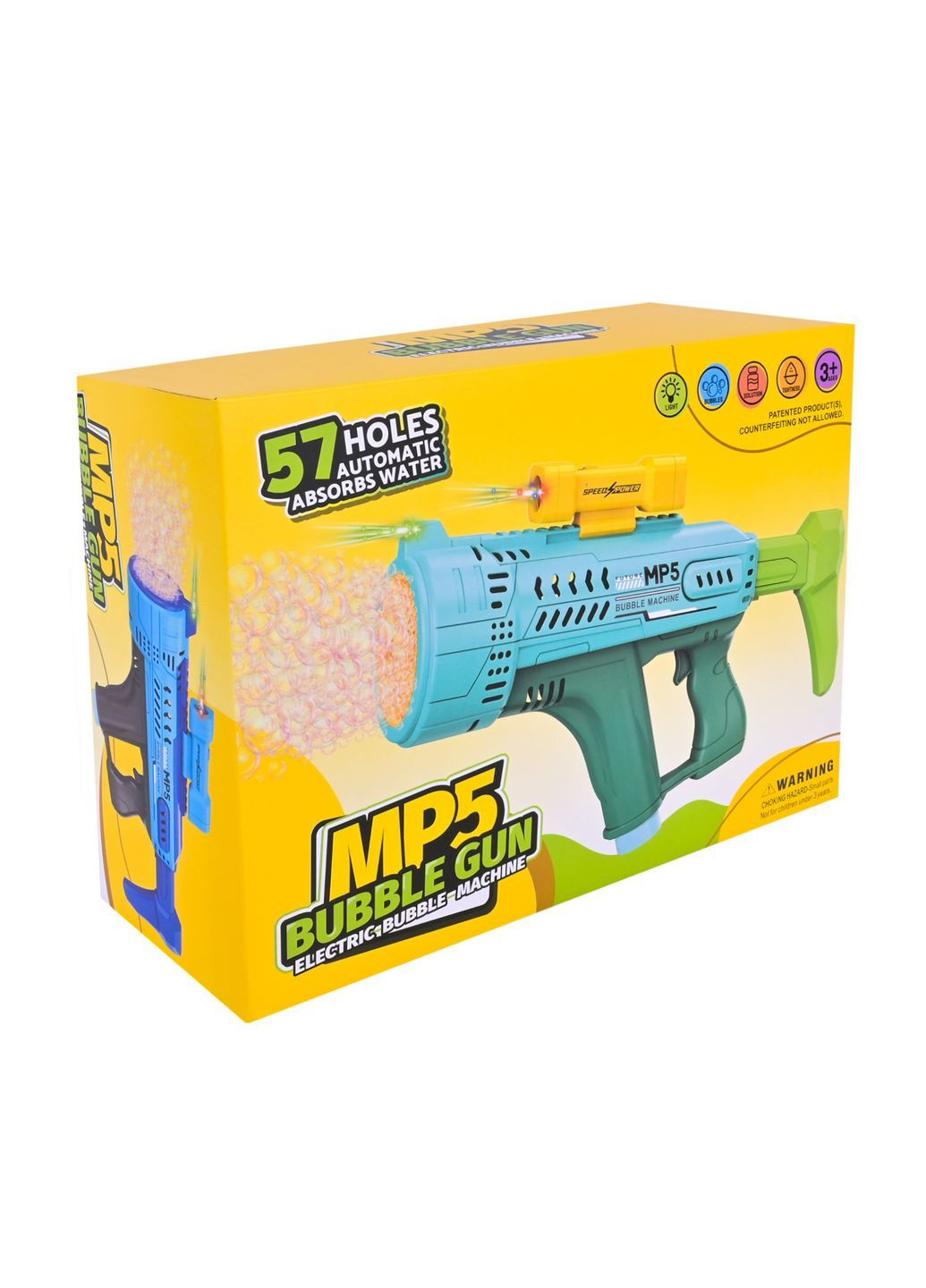 Електричний пістолет для мильних бульбашок з підсвіткою на акумуляторі No Brand KB1312 (371925178)