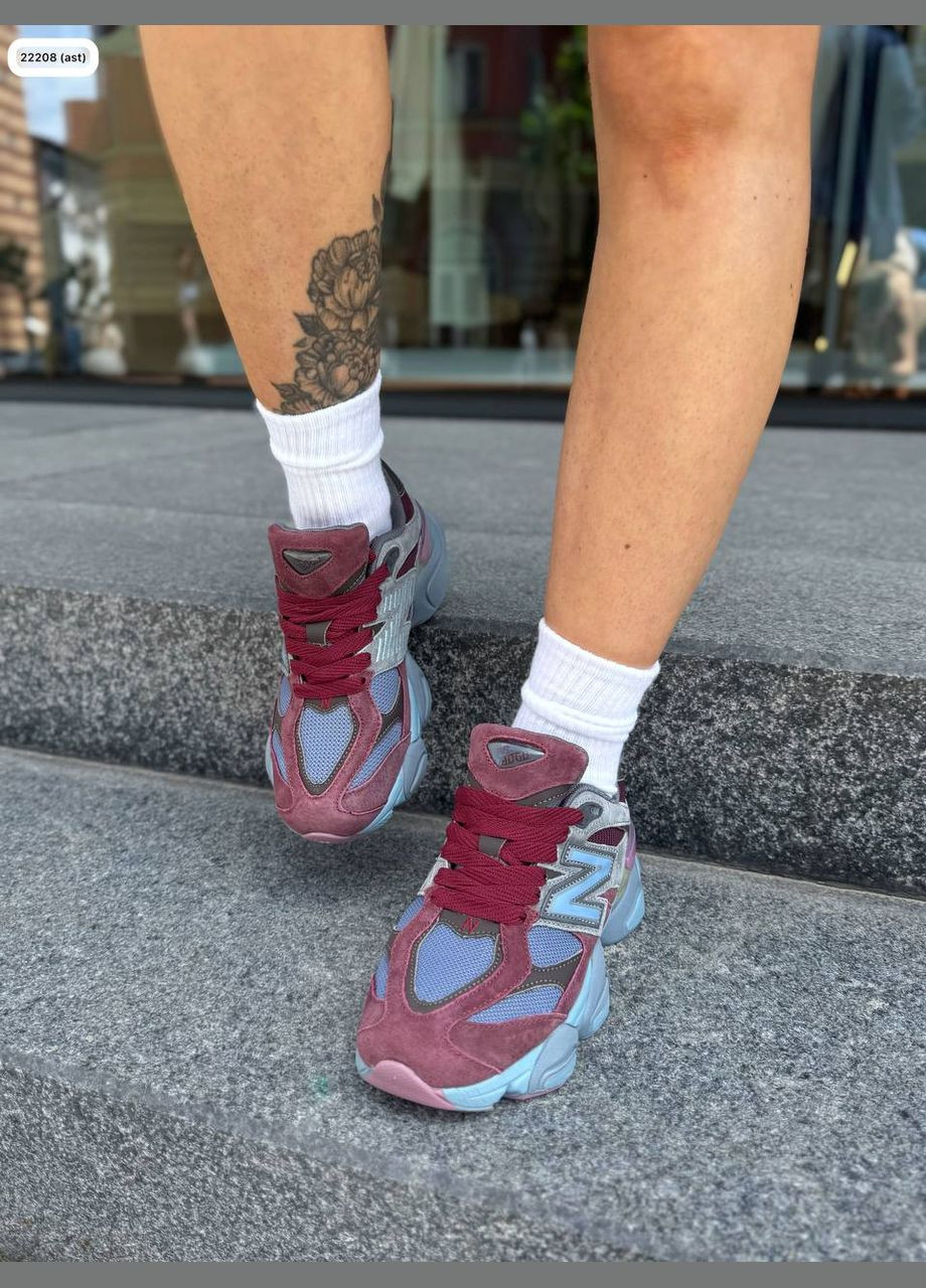 Жіночі кросівки NB бордово-блакитні в стилі New Balance натуральний замш + текстиль No Brand бордові демісезони (338620967)