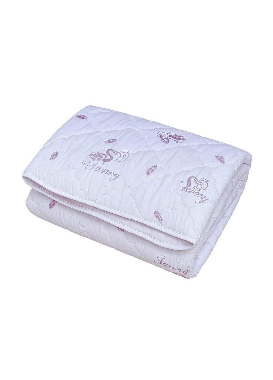 Літня синтепонова ковдра двоспальна 180х210 біла фіолетові Лебеді KS75 Ananasko (324417876)