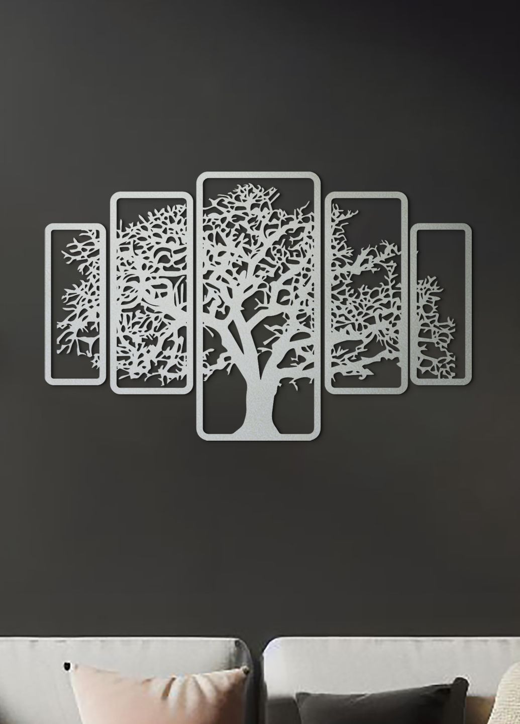 Настінний декор для дому, картина лофт "Дерево картина з 5 частин", декоративне панно 40х65 см Woodyard (292113365)