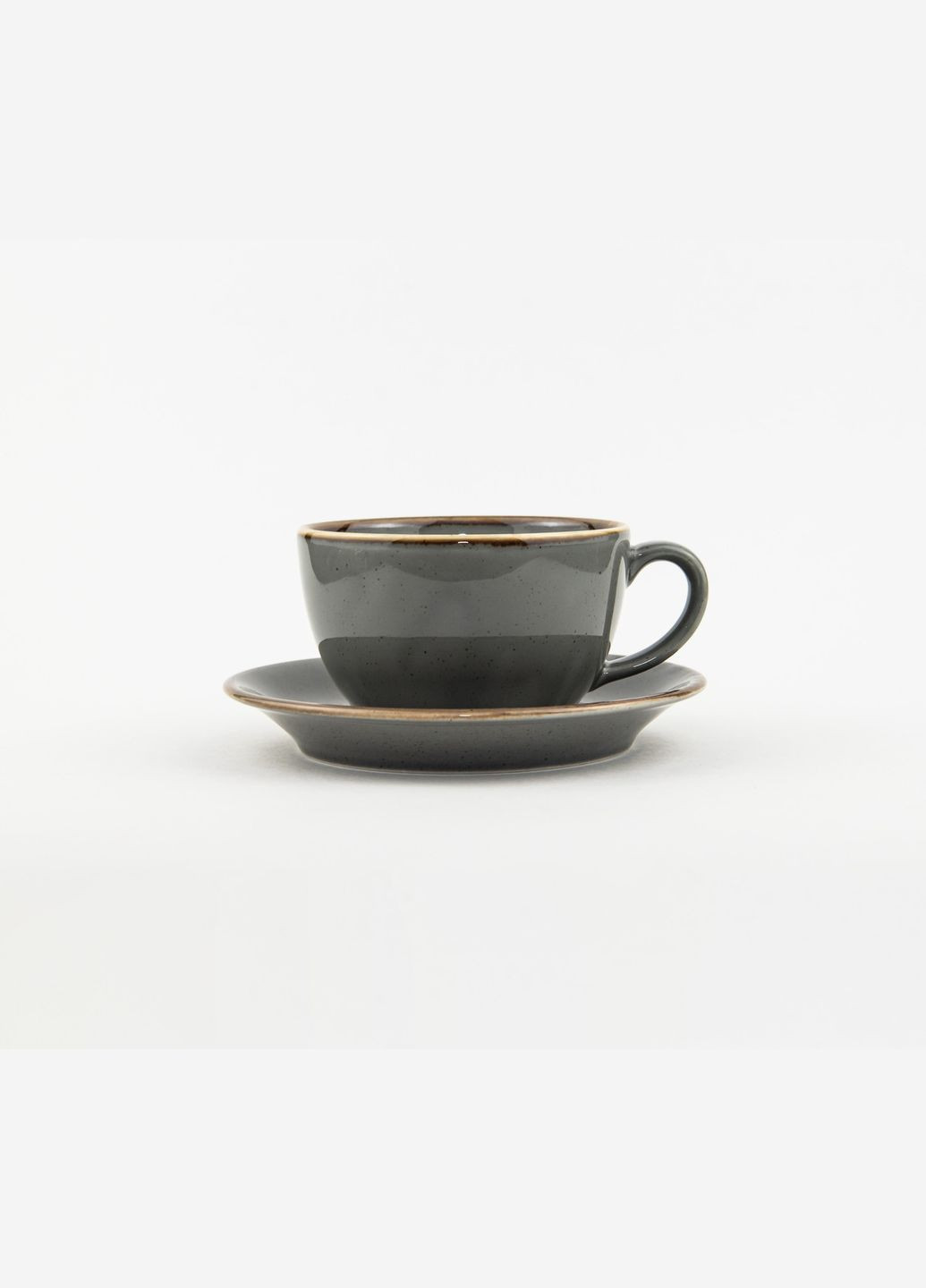 Набір чайна чашка з блюдцем 16см Seasons Dark Grey 222134 320мл Чайна чашка з блюдцем Фарфор Porland (277949287)