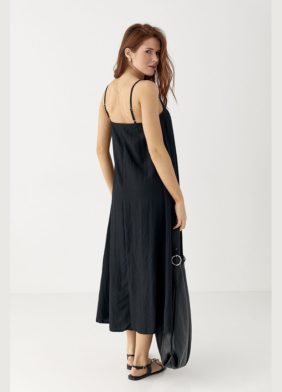 Розкльошений жіночий сарафан на бретелях - чорний колір Lurex (335077341)