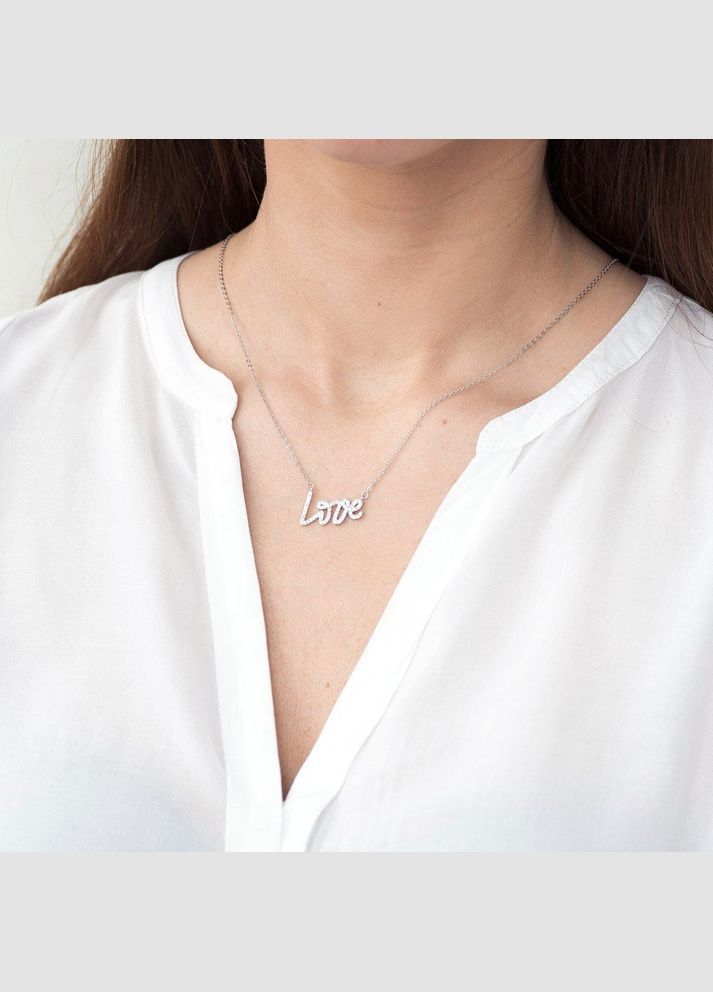 Кольє Love (фіаніти, родій, 40см) 18178 45 Oniks (264024642)