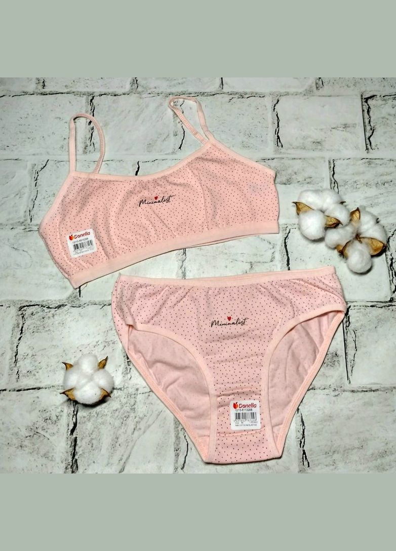Персиковый демисезонный нижнее белье детское комплект топ и трусики для девочки minimalist 12-13 лет 158-164 р Donella