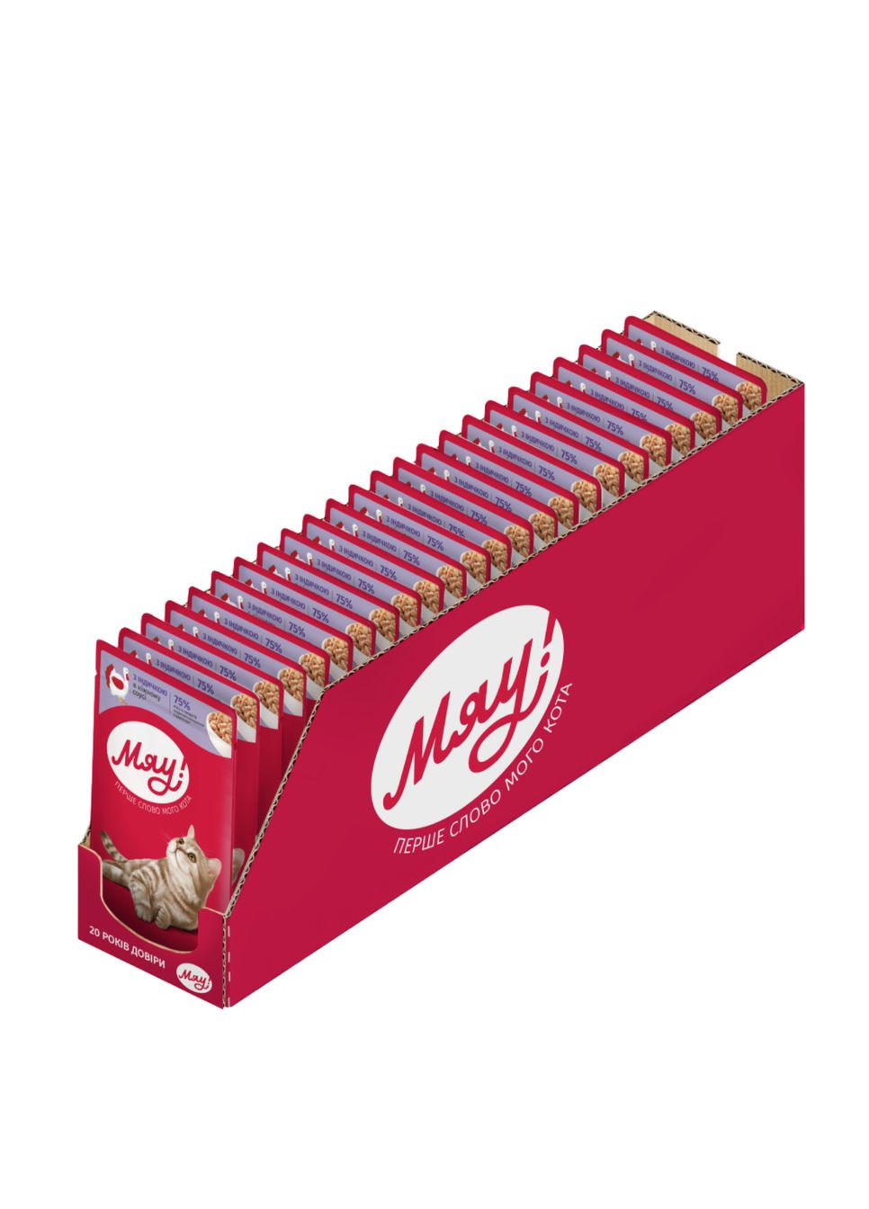 Влажный корм для котов Мяу индейка в нежном соусе 85 г x 24 шт B2240301 Мяу! (333380185)