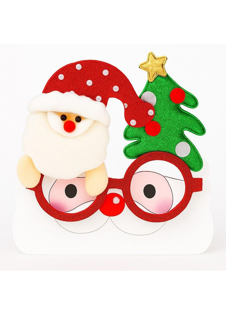 Новорічні окуляри з Сантою й Ялинкою для вечірок і дитячих свят No Brand (369628771)