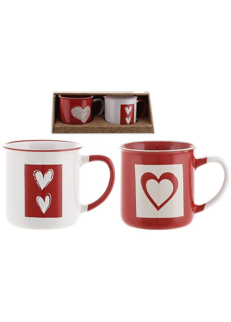 Набір 2 порцелянові кружки "Червоне Серце" 300мл у крафтовій упаковці BonaDi (330137707)