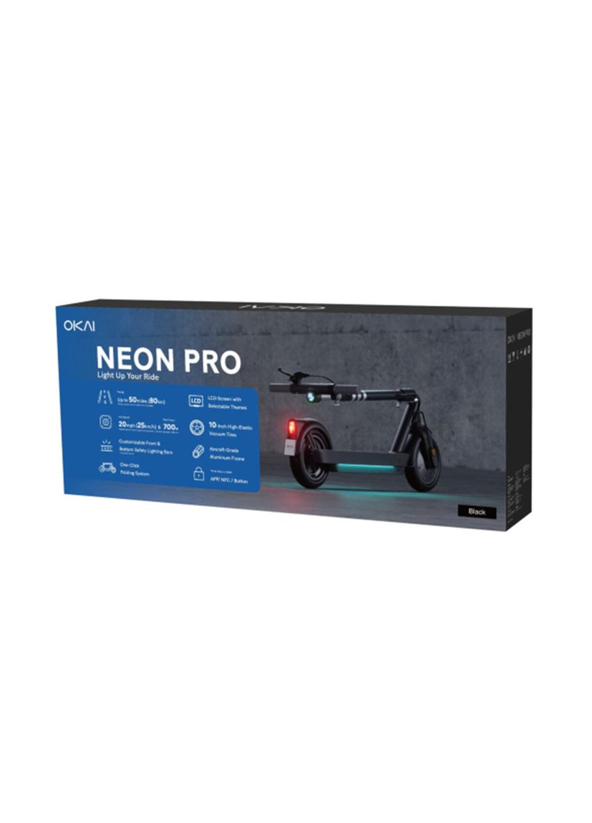 Електросамокат Black 10", 350(700)W, 14.7Ah, 80km, 25km\h, 25%, NFC, App, 21kg OKAI ES30-NEON PRO (342722283)
