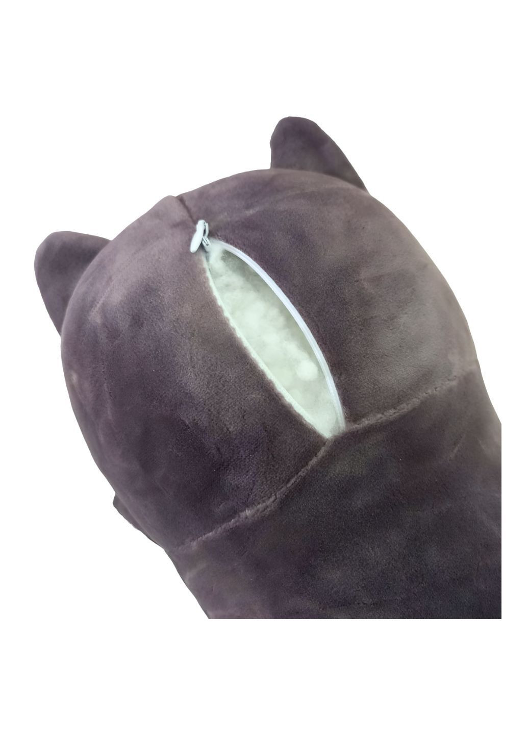 Кот батон 90 см с объемной мордочкой 3Д 3D мягкая игрушка антистресс подушка плюшевый котик обнимашка графит No Brand (290186422)