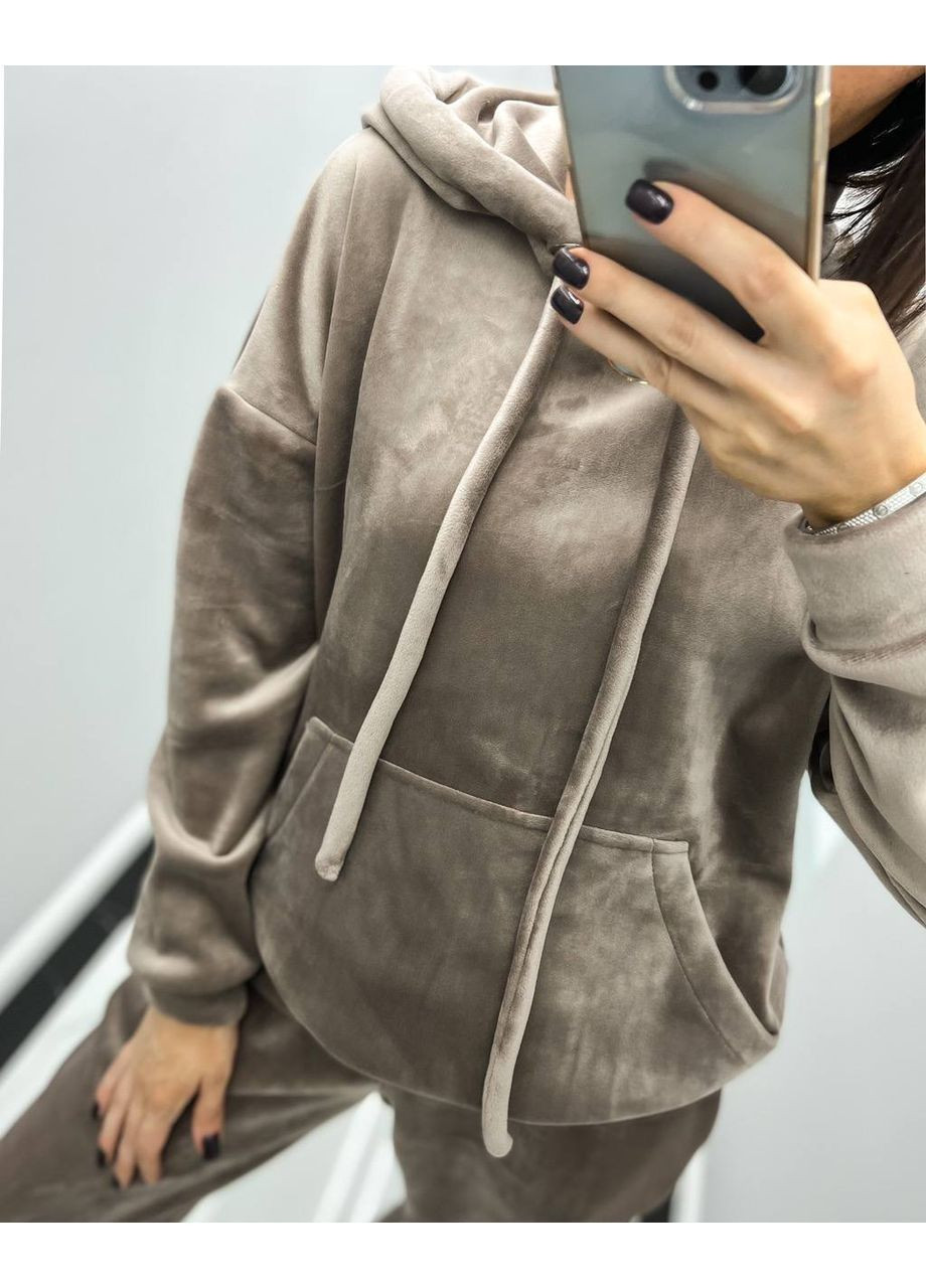 Костюм жіночий двосторонній велюр,штани та кофта з капюшоном та кишеня кенгуру Україна (363761411)