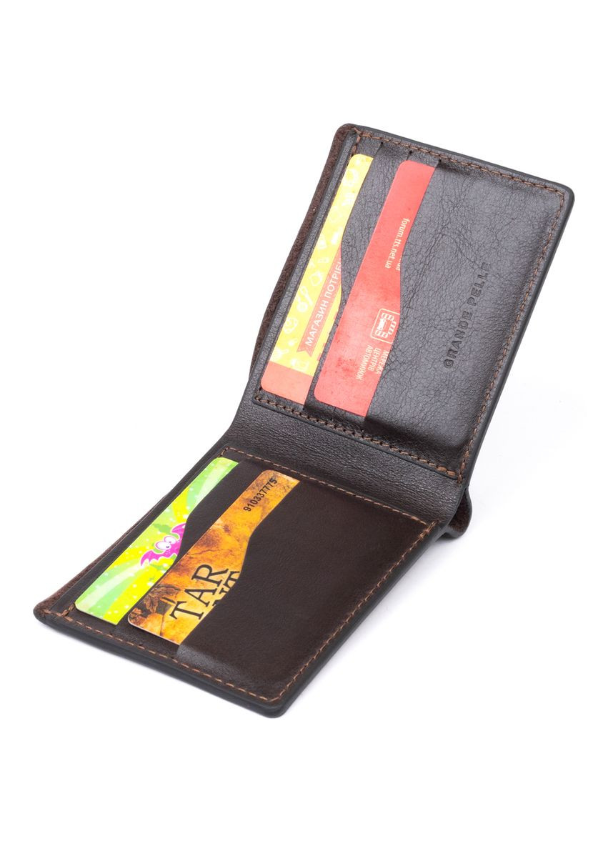 Портмоне унисекс из натуральной кожи с отделениями для карт и купюр коричневое (sku_11312) No Brand (327819706)