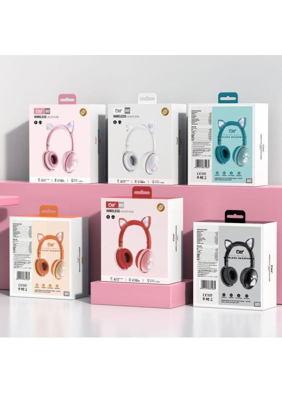 Беспроводные детские наушники с ушками и LED подсветкой BK9 (Красный) Atd (349824250)