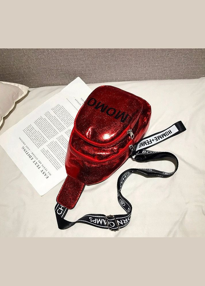 Стильна сумка жіноча бананка крос-боді з екошкіри з блискавкою червона (sku_473) No Brand (330576533)