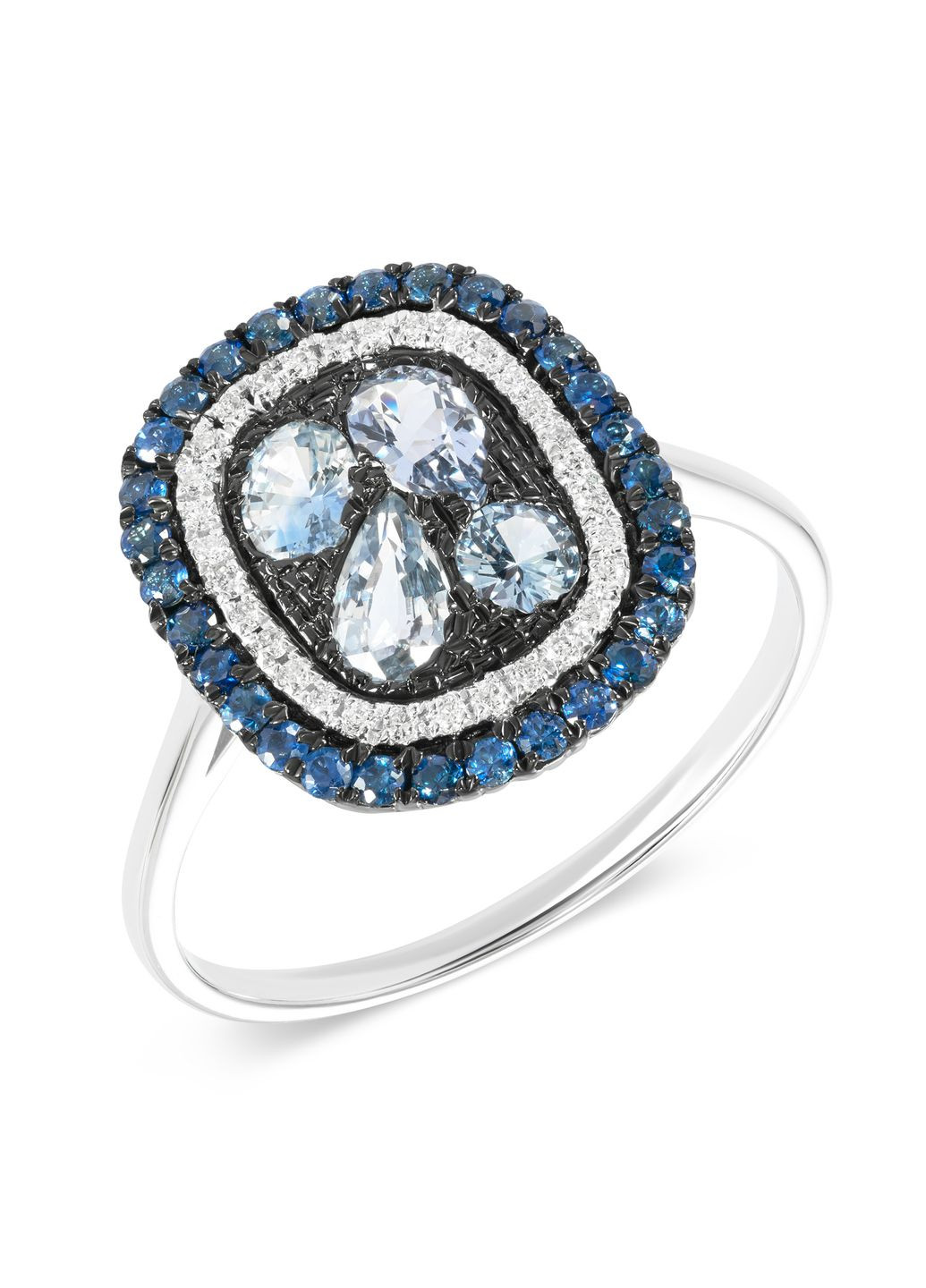 Кольцо из белого золота с бриллиантами и сапфирами Zarina (333833356)