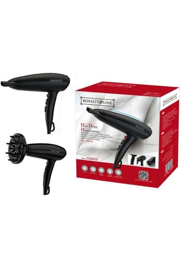 Професійний фен HT 2200.16 2200 Вт з дифузором для сушіння укладання волосся Royalty Line (297331935)