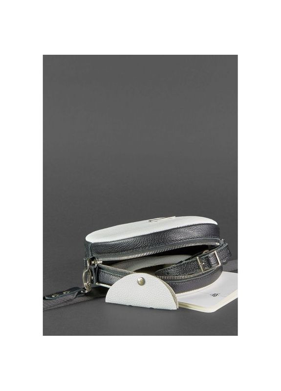 Круглая кожаная сумка женская через плечо Tablet черно-белая BlankNote (302008696)