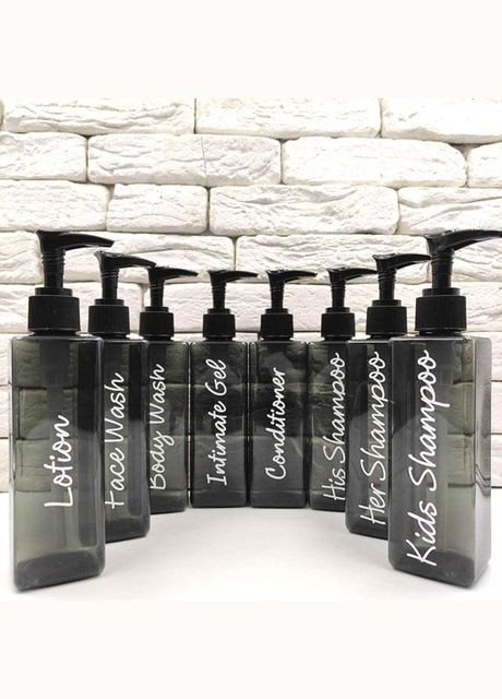 Набір дозаторів для ванної 250 мл "Неаполь" чорний пластик (8 шт) напис англ. No Brand (298794630)