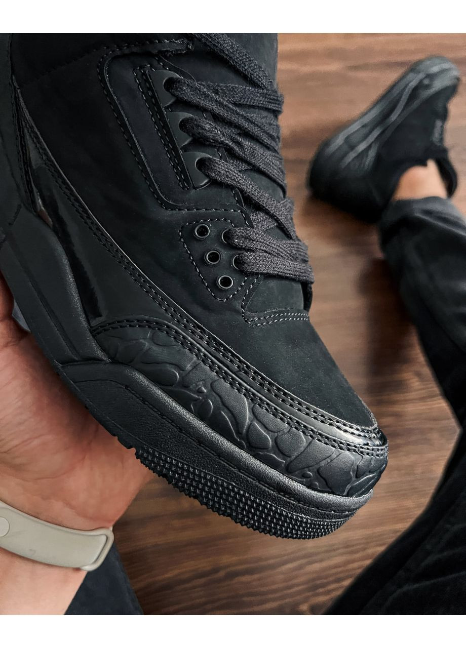 Черные демисезонные кроссовки jordan 3 retro black cat No Brand Jordan Retro 3