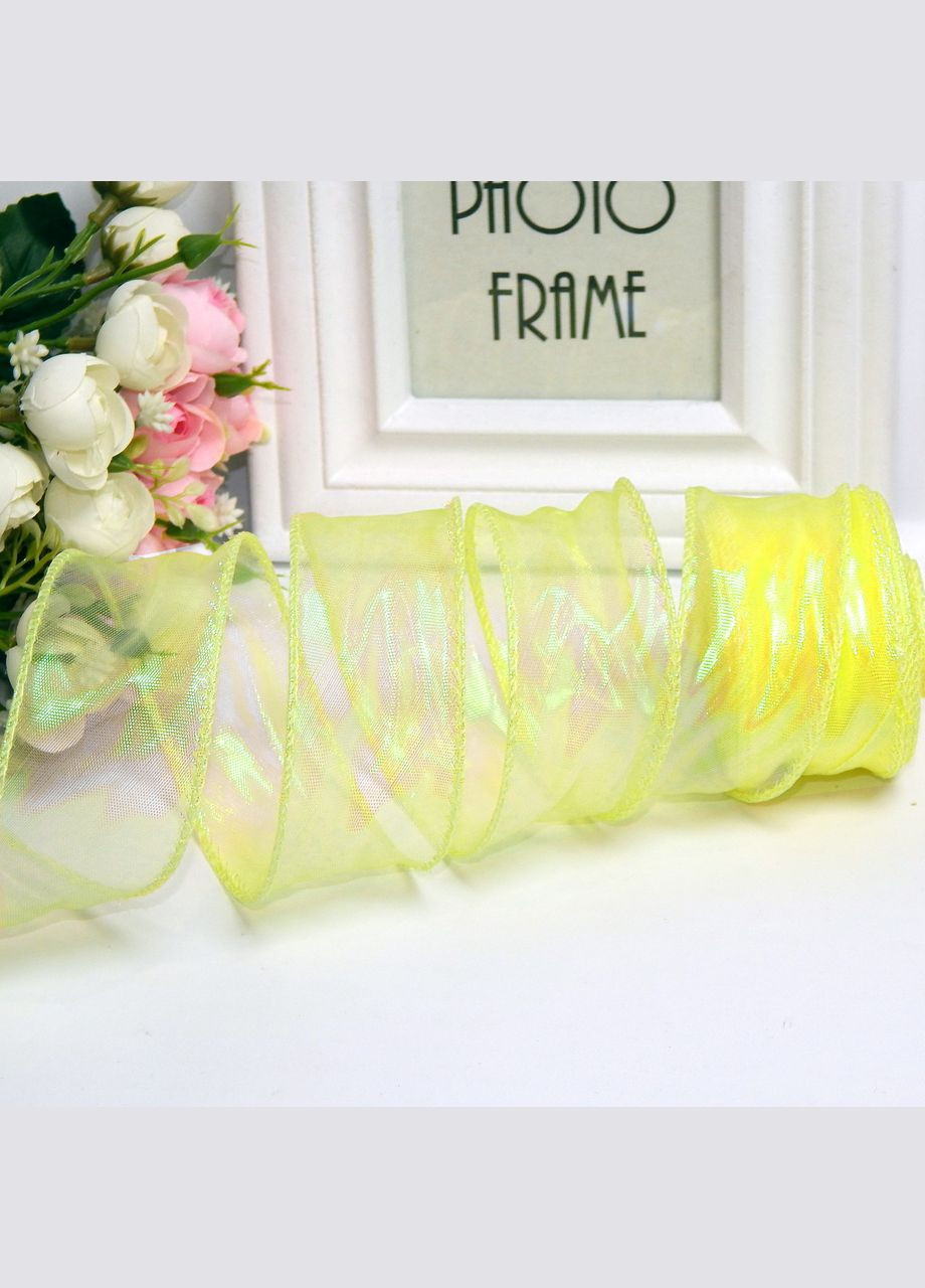 Лента из органзы, с кантом, 4 см, перламутр желтый No Brand (340483207)