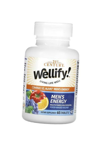 Мужские Витамины для энергии, Wellify! Men's Energy Multivitamin Multimineral, 65таб 36440097, (36440097) 21st Century (293254474)