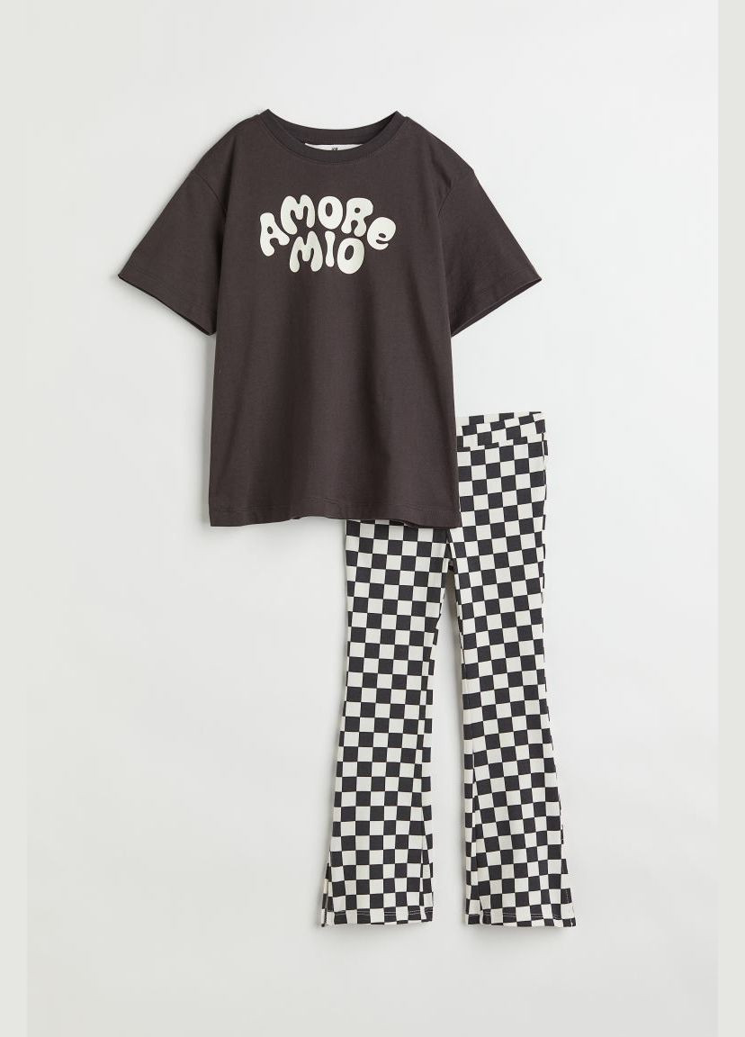Черно-белый летний комплект (футболка, леггинсы.) H&M