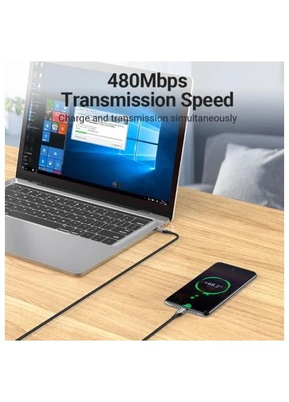 Дата-кабель USB-C to USB-C 2.0м 5A алюминиевый серый (TAEHH) Vention USB-C to USB-C 2.0m 5A aluminum gray (388705396)