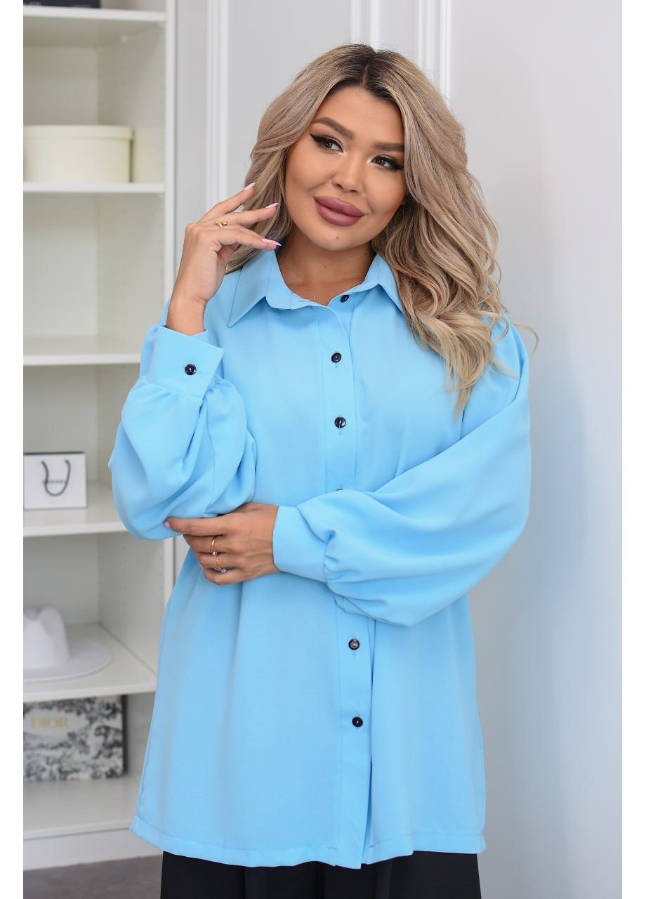 Голубой классическая, кэжуал рубашка однотонная Style Point с длинным рукавом