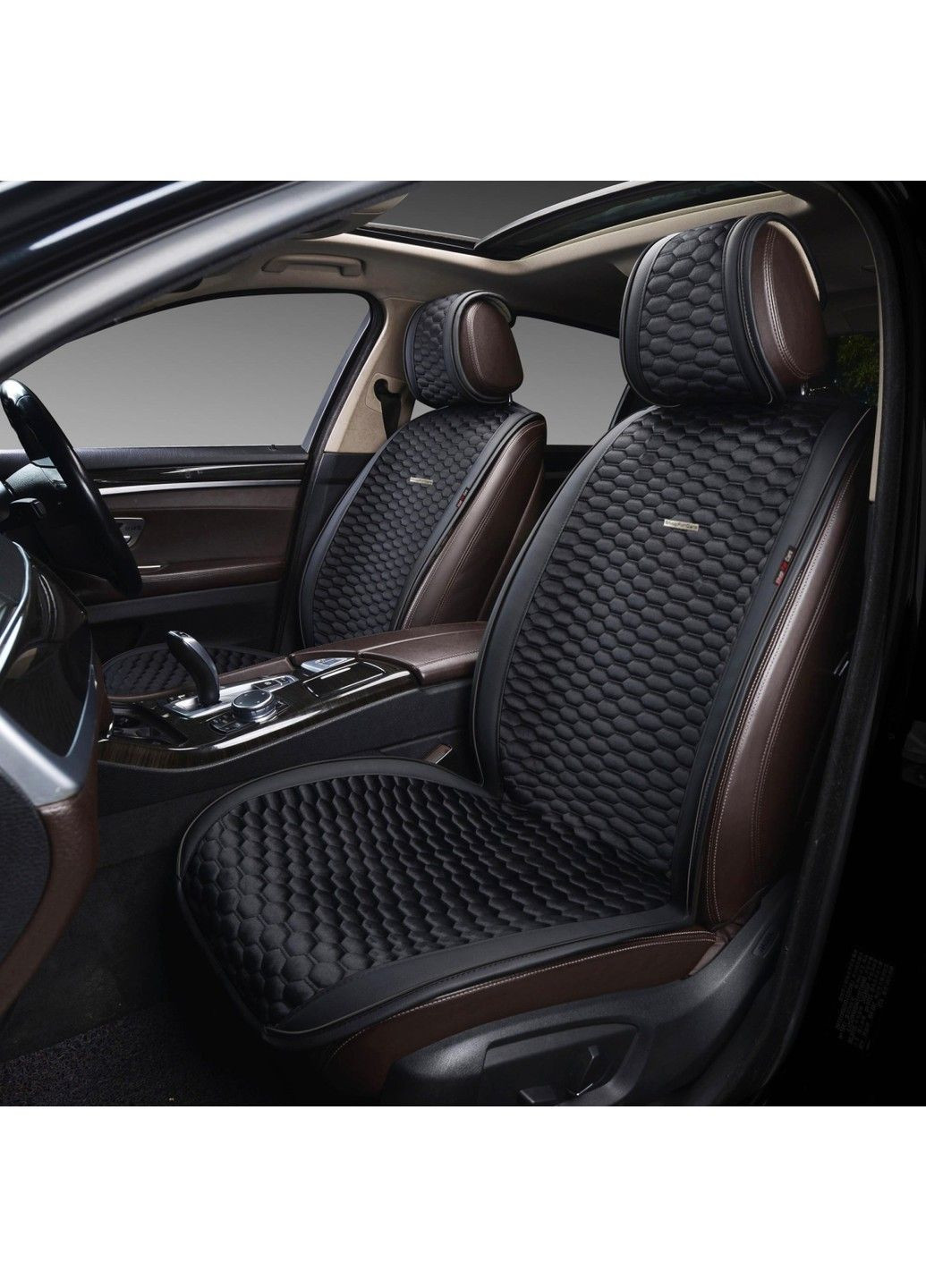 Накидки для передніх сидінь Алькантара Palermo Premium Чорні Червоний кант 2 шт S4C (338624750)