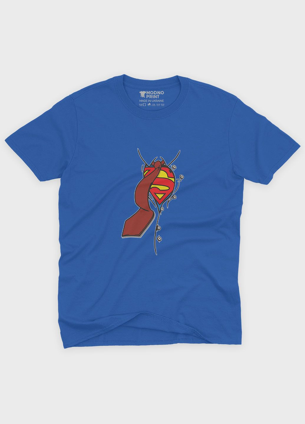 Синяя демисезонная футболка для девочки с принтом супергероя - супермэн (ts001-1-grr-006-009-002-g) Modno