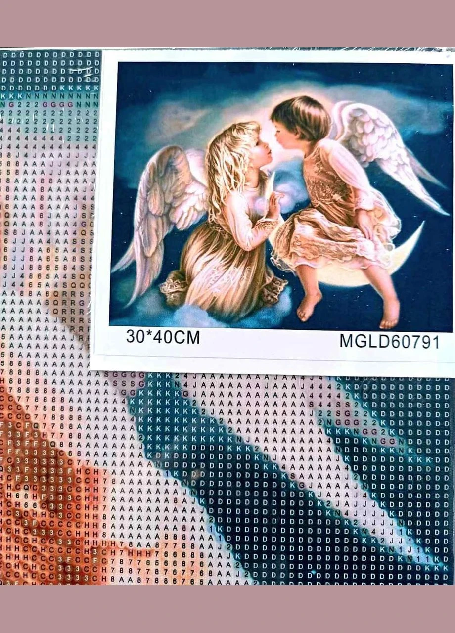 Алмазная вышивка Ангелы Небесные мечты 30х40 см Мозаика круглыми стразами Рисование камнями на холсте MGLD60791 No Brand (328265520)