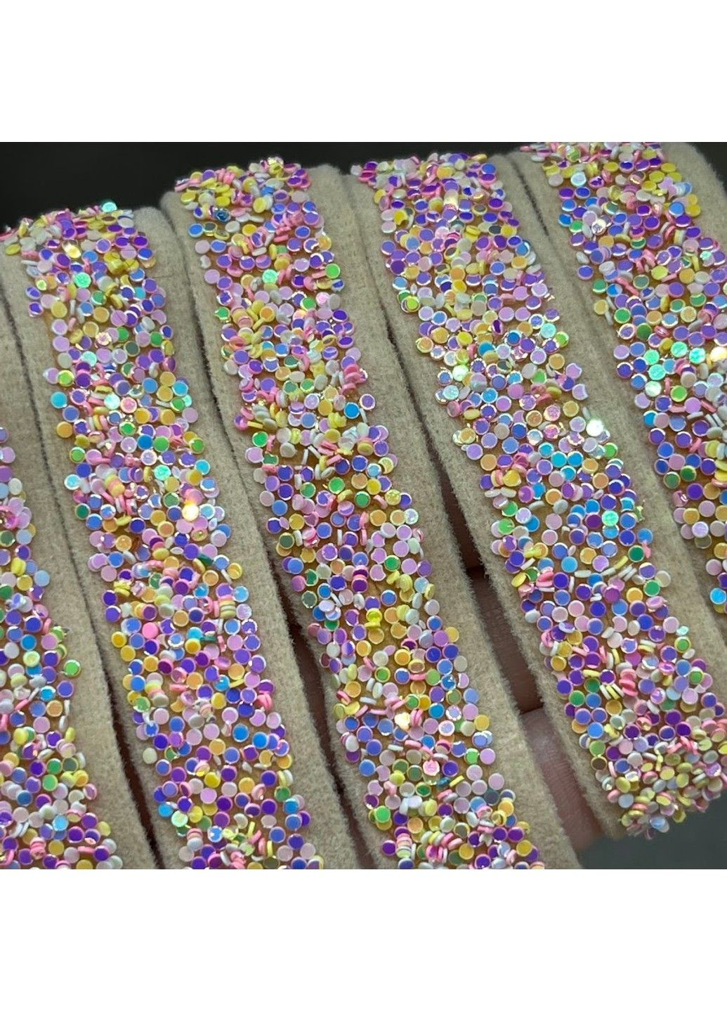 Тканевая тесьма с блестящей присыпкой, ширина 1,5 см, цвет микс, арт 013460, отрезок 1 метр No Brand (318441240)