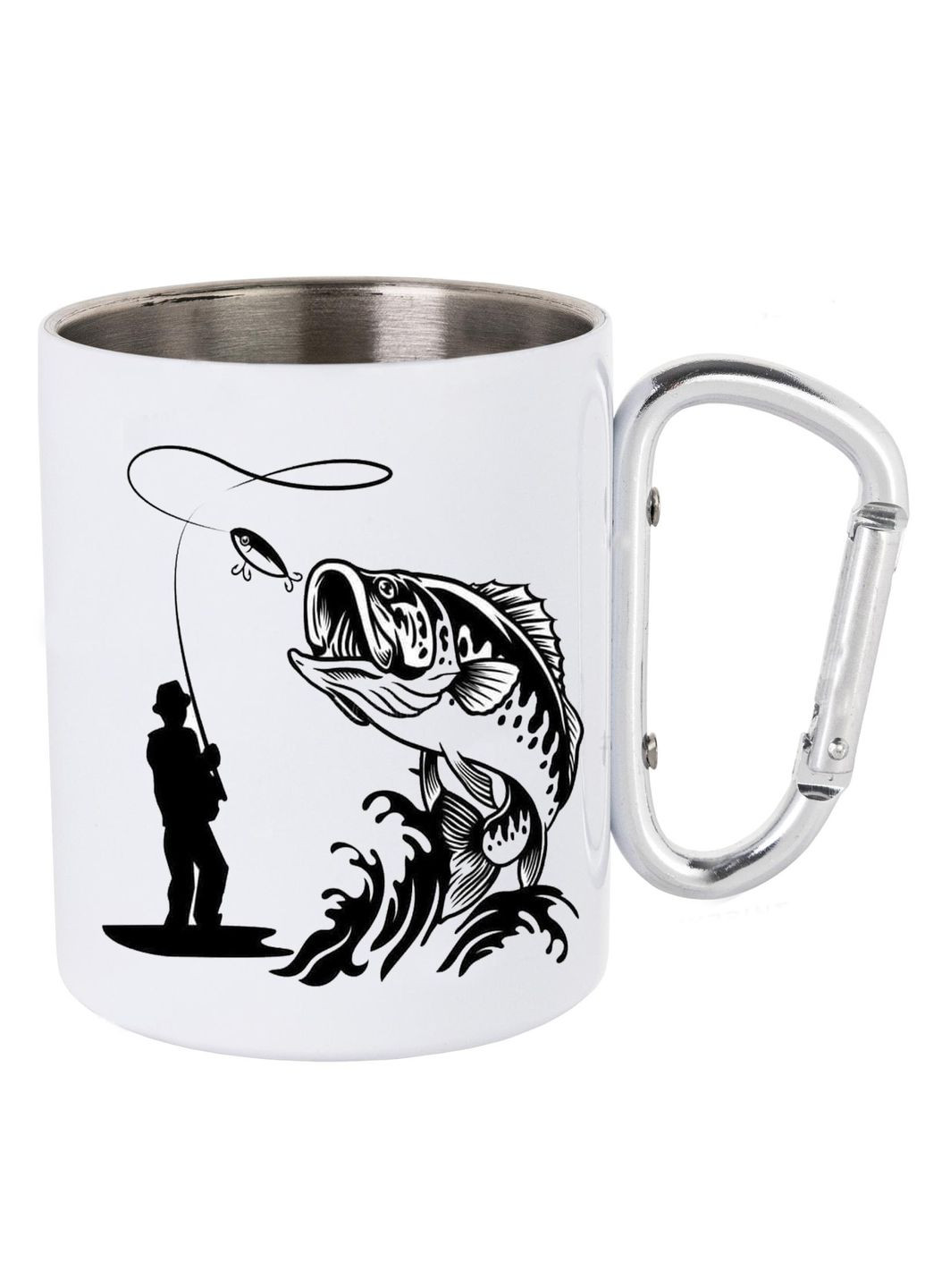 Кружка металева з карабіном (silver) туристична 300 мл #0079 біла No Brand (316120945)